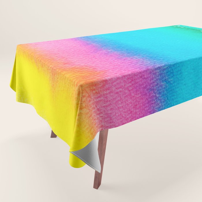 Rainbow, Watercolor Painting Abstract Colorful Fun, Urban Eclectic Contemporary Party Bohemian Tablecloth