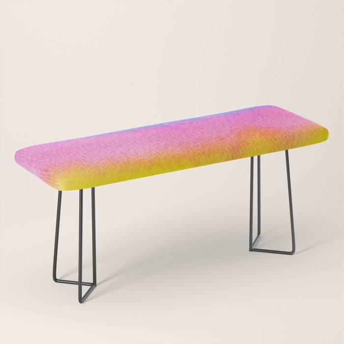 Rainbow, Watercolor Painting Abstract Colorful Fun, Urban Eclectic Contemporary Party Bohemian Bench
