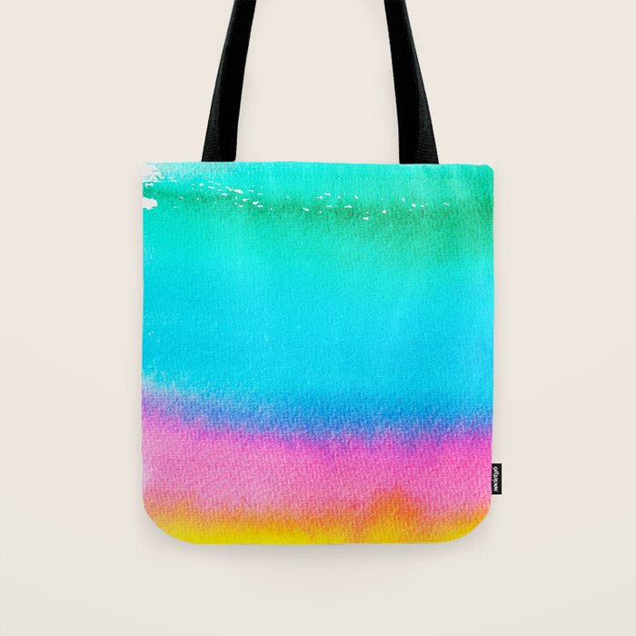 Rainbow, Watercolor Painting Abstract Colorful Fun, Urban Eclectic Contemporary Party Bohemian Tote Bag