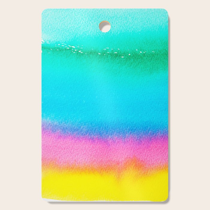 Rainbow, Watercolor Painting Abstract Colorful Fun, Urban Eclectic Contemporary Party Bohemian Cutting Board