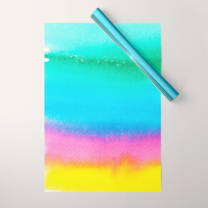 Rainbow, Watercolor Painting Abstract Colorful Fun, Urban Eclectic Contemporary Party Bohemian Wrapping Paper
