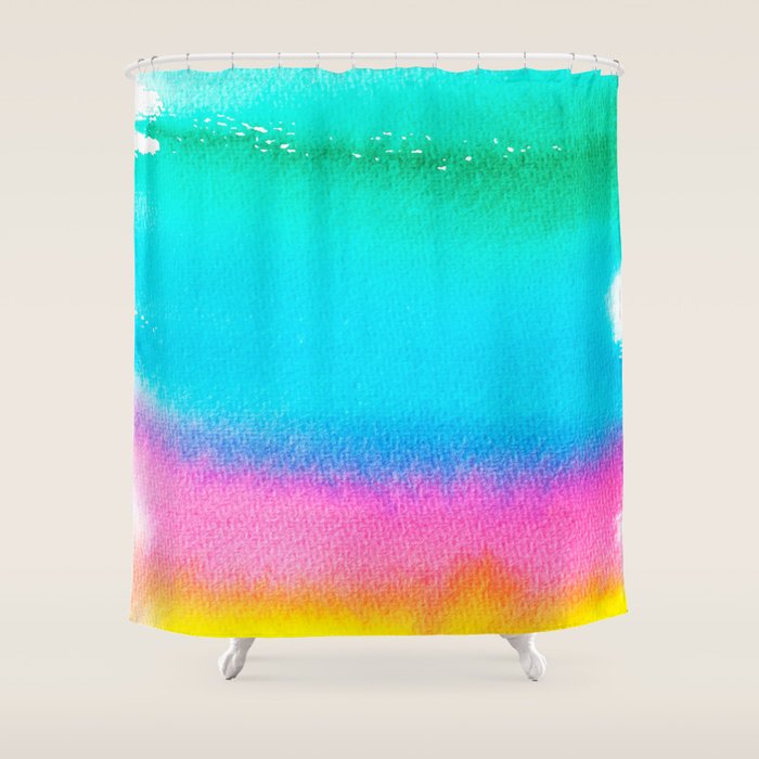 Rainbow, Watercolor Painting Abstract Colorful Fun, Urban Eclectic Contemporary Party Bohemian Shower Curtain