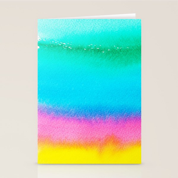 Rainbow, Watercolor Painting Abstract Colorful Fun, Urban Eclectic Contemporary Party Bohemian Stationery Card