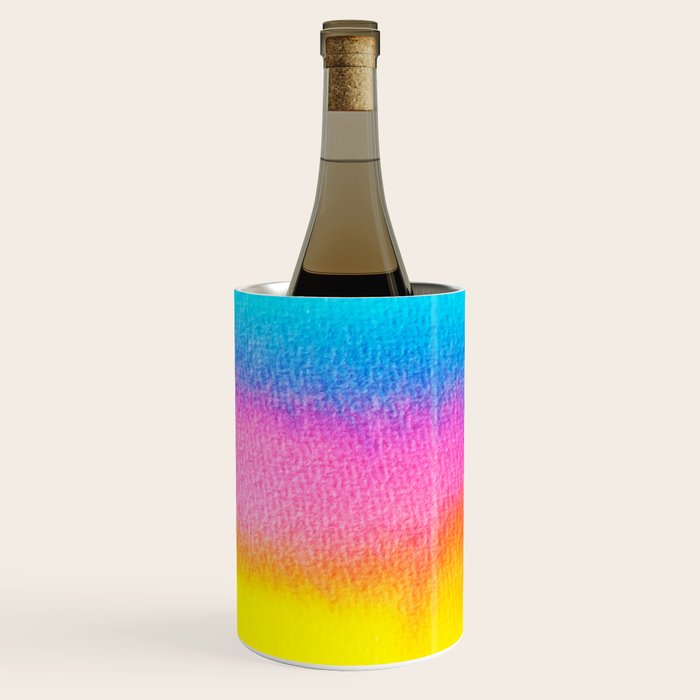 Rainbow, Watercolor Painting Abstract Colorful Fun, Urban Eclectic Contemporary Party Bohemian Wine Chiller