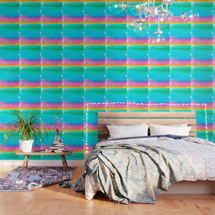 Rainbow, Watercolor Painting Abstract Colorful Fun, Urban Eclectic Contemporary Party Bohemian Wallpaper