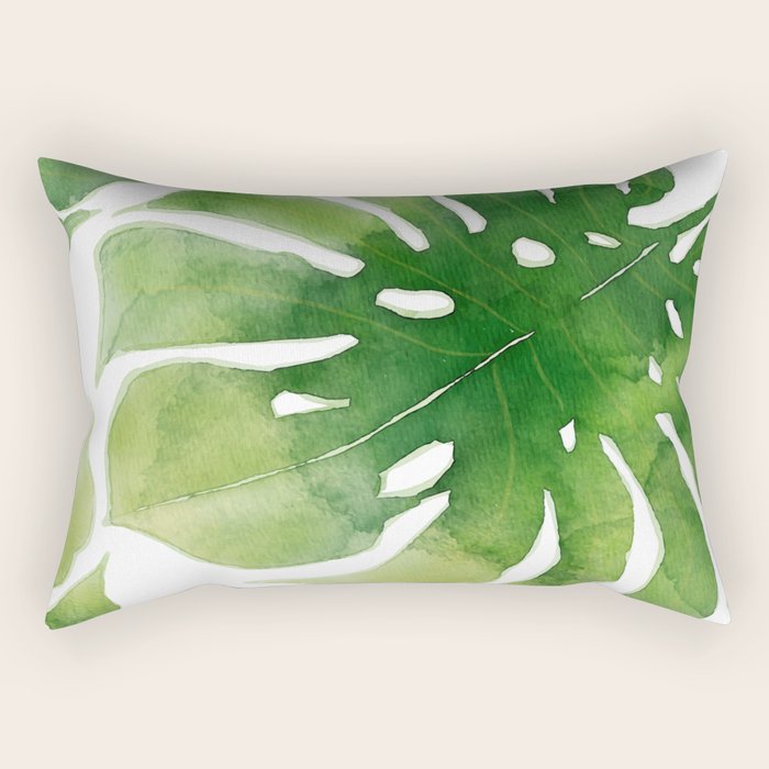 Monstera Watercolor I Rectangular Pillow