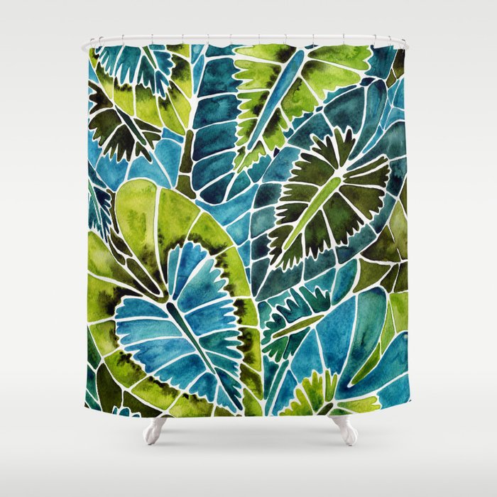 Schismatoglottis Calyptrata - Teal Palette Shower Curtain