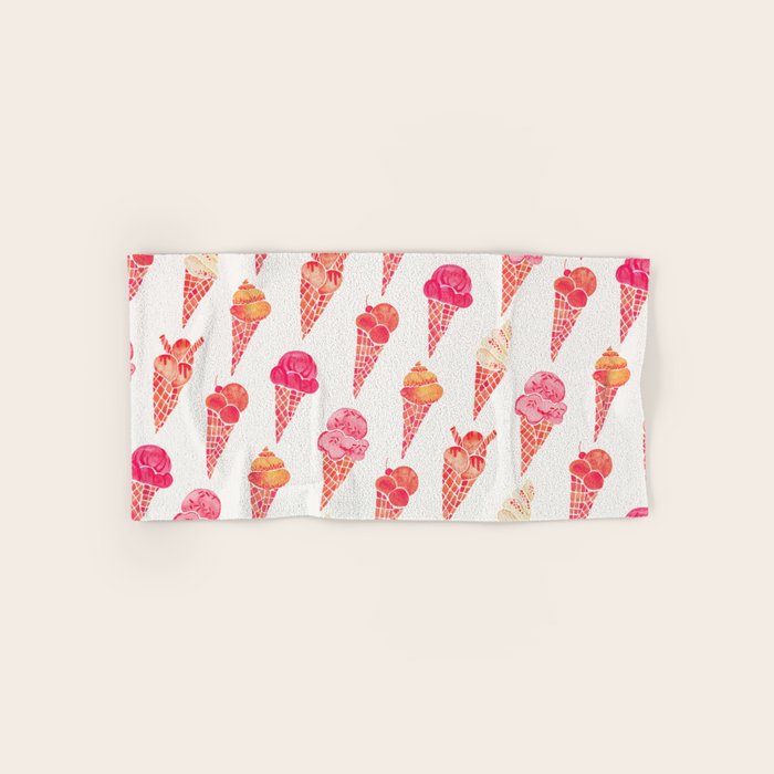 Ice Cream Cones - Pink & Peach Palette Bath Towel