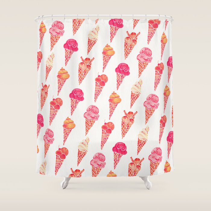 Ice Cream Cones - Pink & Peach Palette Shower Curtain