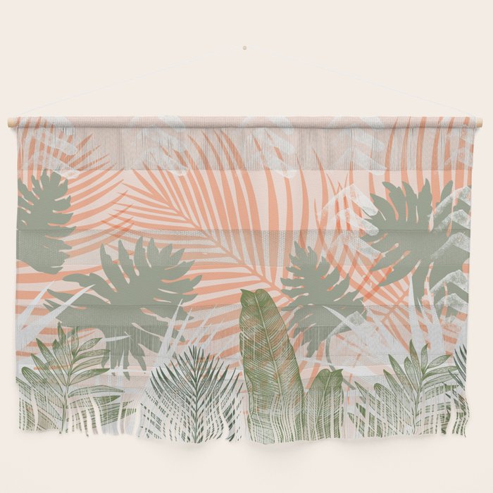 Abstract Tropical Plants Pastel Wall Hanging