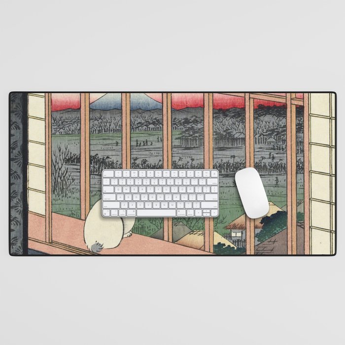 Utagawa Hiroshige Japanese Woodblock Cat Print Desk Mat