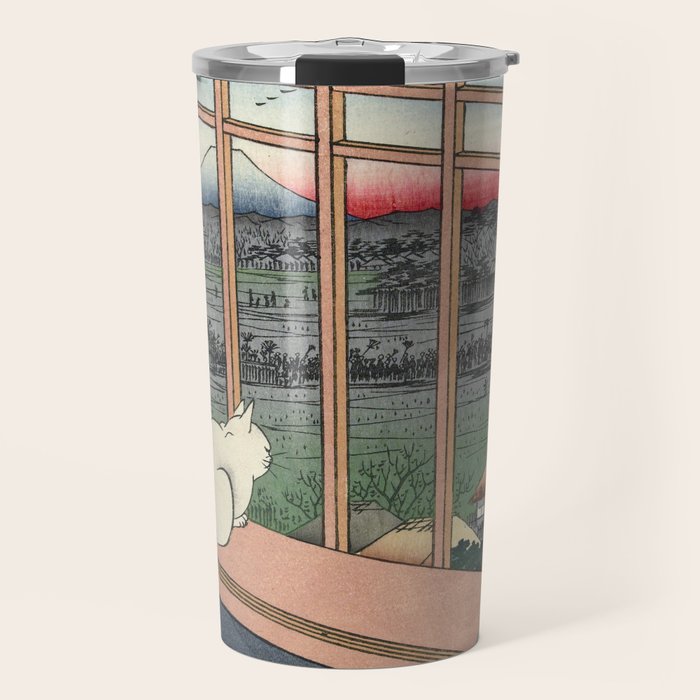 Utagawa Hiroshige Japanese Woodblock Cat Print Travel Mug