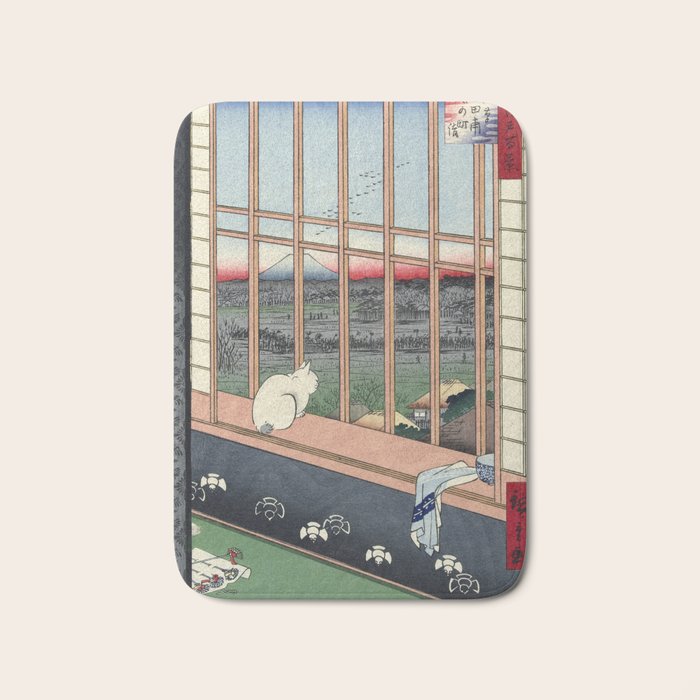 Utagawa Hiroshige Japanese Woodblock Cat Print Bath Mat