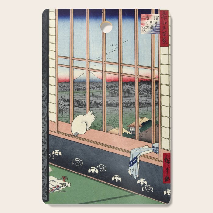 Utagawa Hiroshige Japanese Woodblock Cat Print Cutting Board