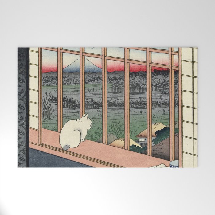 Utagawa Hiroshige Japanese Woodblock Cat Print Welcome Mat