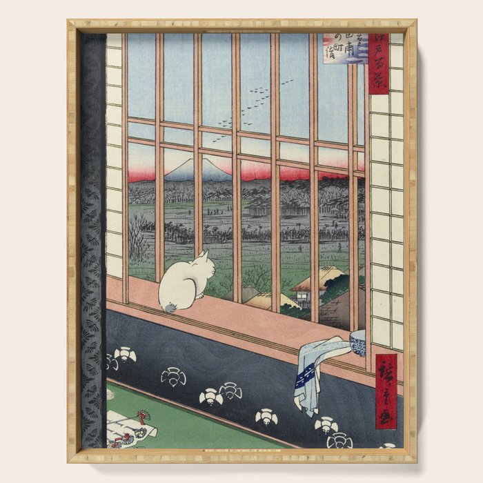 Utagawa Hiroshige Japanese Woodblock Cat Print Serving Tray
