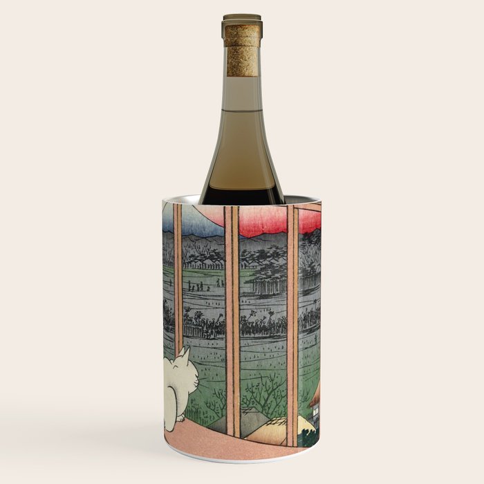 Utagawa Hiroshige Japanese Woodblock Cat Print Wine Chiller