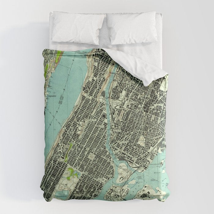 Vintage Central Park & Bronx Ny Map (1947) Comforter