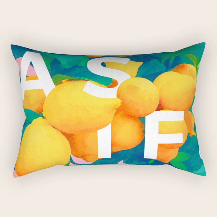 As If. | Typography Attitude Confidence Quote | Lemon Garden Botanical Vintage Quirky Lettering Rectangular Pillow