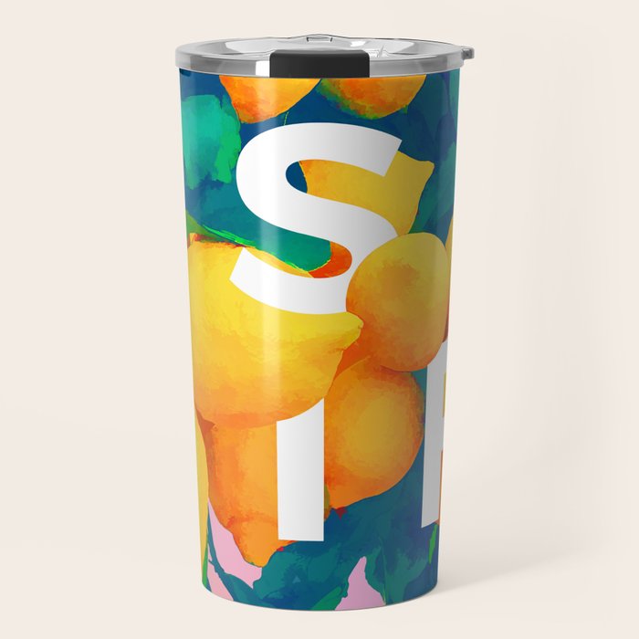 As If. | Typography Attitude Confidence Quote | Lemon Garden Botanical Vintage Quirky Lettering Travel Mug