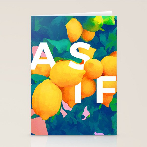 As If. | Typography Attitude Confidence Quote | Lemon Garden Botanical Vintage Quirky Lettering Stationery Card