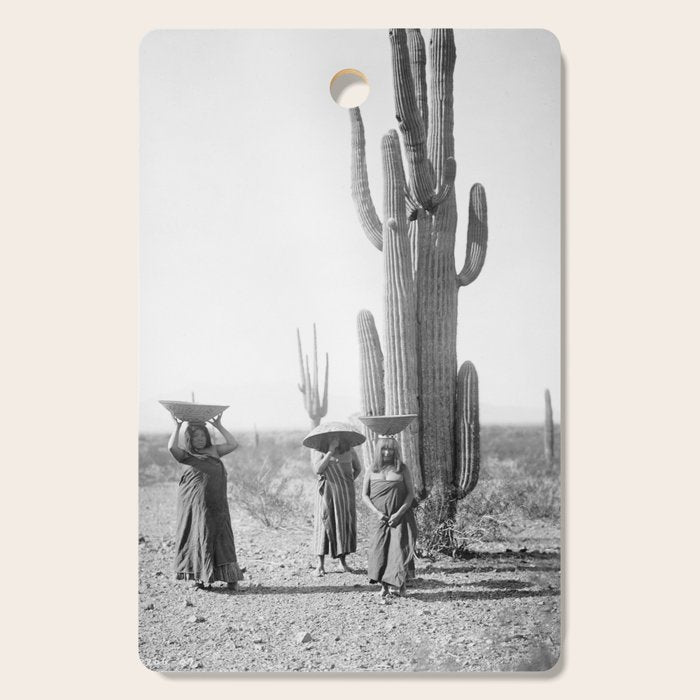 Vintage Native American Photo With Saguao Cactus Cutting Board