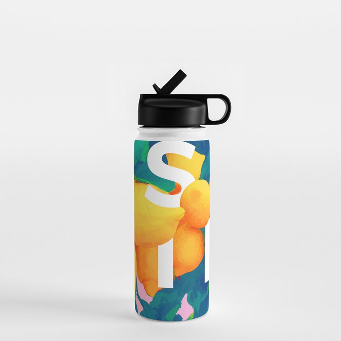 As If. | Typography Attitude Confidence Quote | Lemon Garden Botanical Vintage Quirky Lettering Water Bottle
