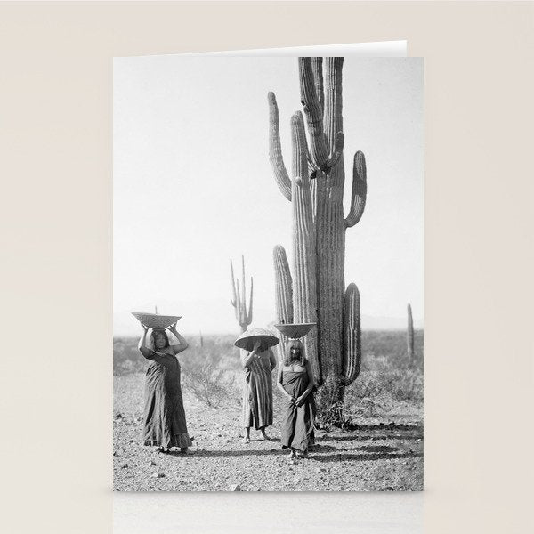 Vintage Native American Photo With Saguao Cactus Stationery Card