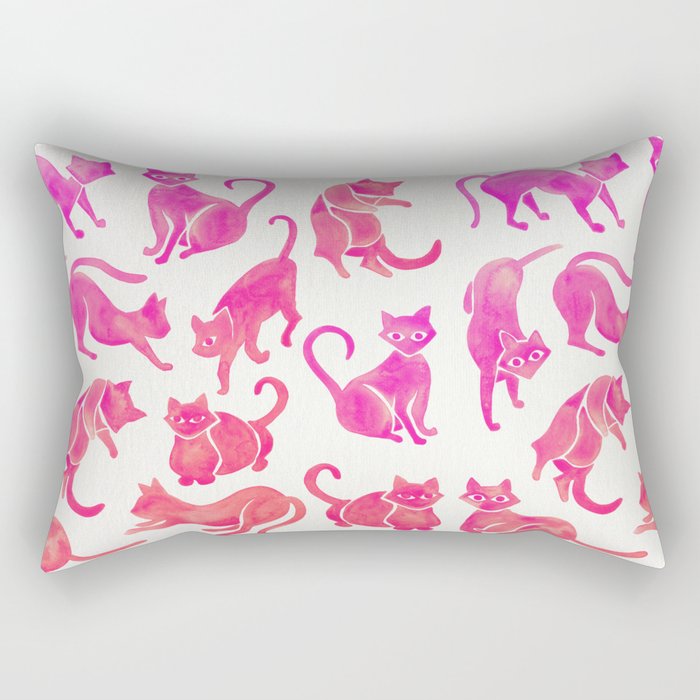 Cat Positions - Pink Ombrã© Palette Rectangular Pillow