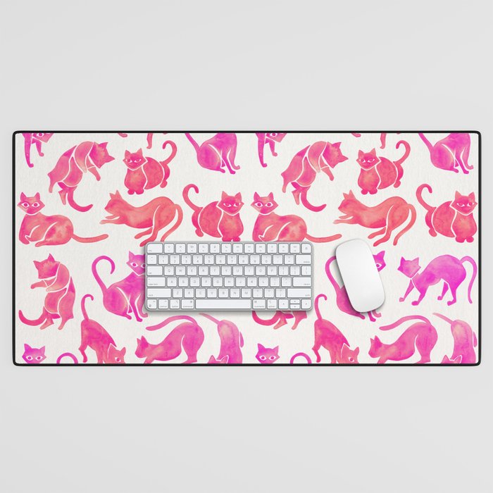 Cat Positions - Pink Ombrã© Palette Desk Mat
