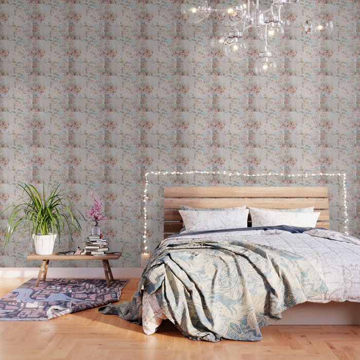 Vintage Romantic Blush Pink Ivory Elegant Rose Floral Wallpaper