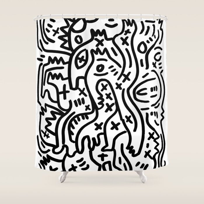 Graffiti Street Art Black And White Shower Curtain