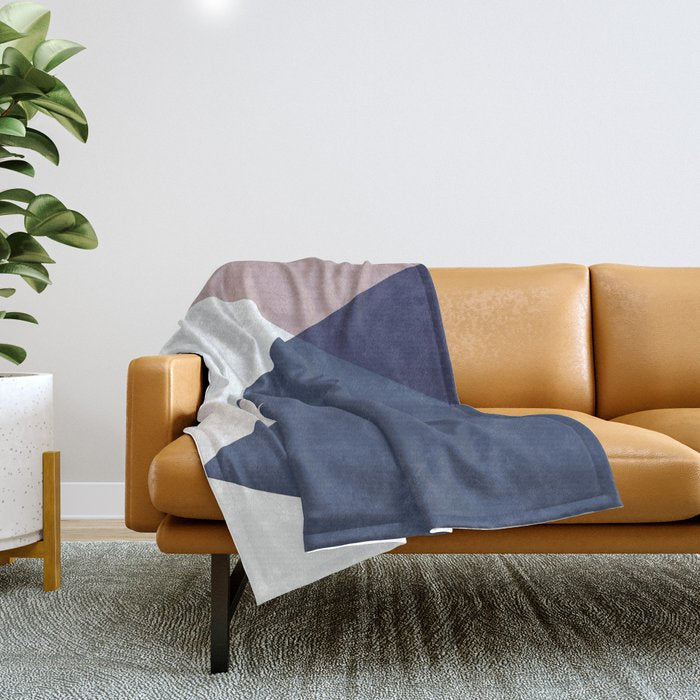 Geometrics - Blush Indigo Rose Gold Throw Blanket