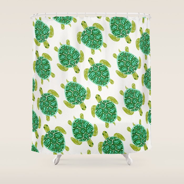 Sea Turtle - Green Palette Shower Curtain