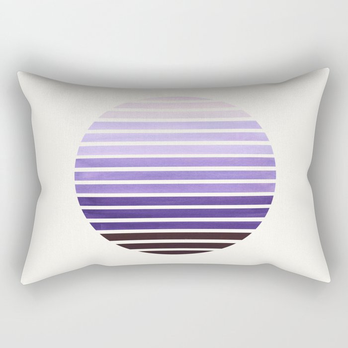 Purple Mid Century Modern Minimalist Scandinavian Colorful Stripes Geometric Pattern Round Circle Fr Rectangular Pillow