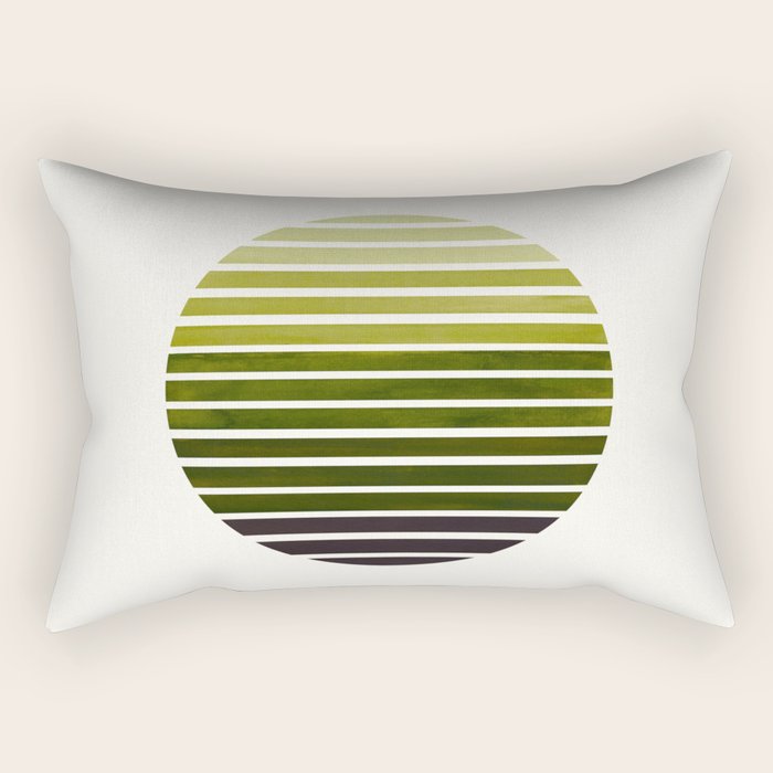 Olive Green Mid Century Modern Minimalist Scandinavian Colorful Stripes Geometric Pattern Round Circ Rectangular Pillow