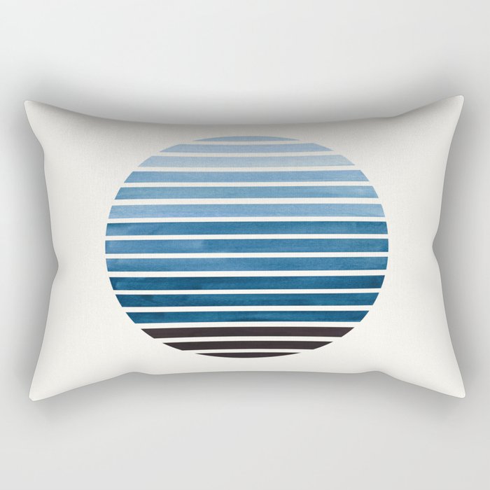 Green Blue Mid Century Modern Minimalist Scandinavian Colorful Stripes Geometric Pattern Round Circl Rectangular Pillow