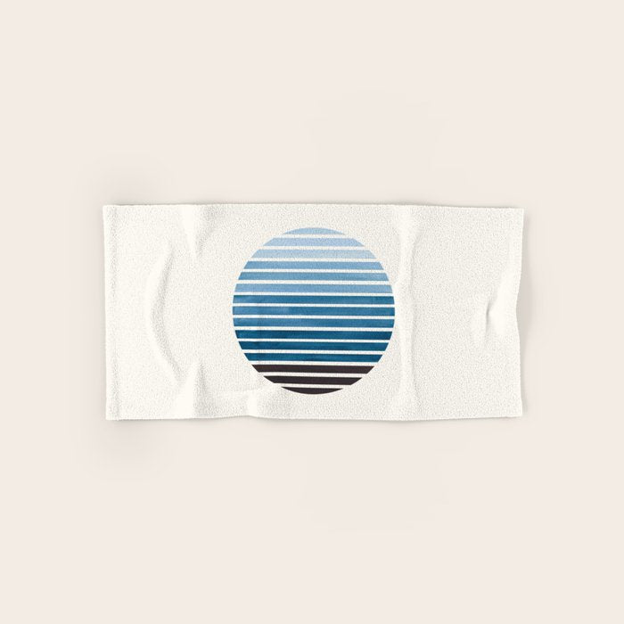 Green Blue Mid Century Modern Minimalist Scandinavian Colorful Stripes Geometric Pattern Round Circl Bath Towel