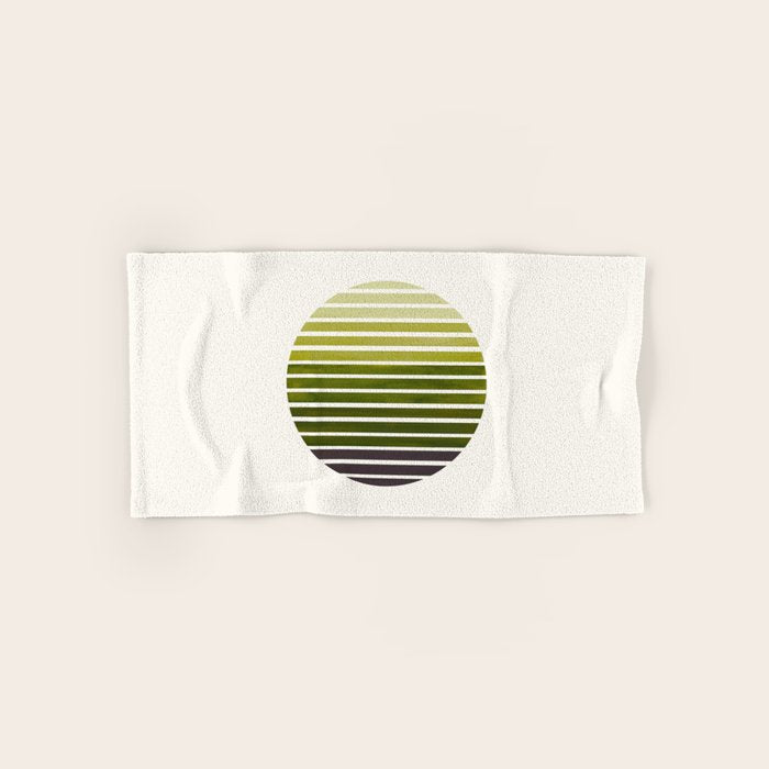 Olive Green Mid Century Modern Minimalist Scandinavian Colorful Stripes Geometric Pattern Round Circ Bath Towel