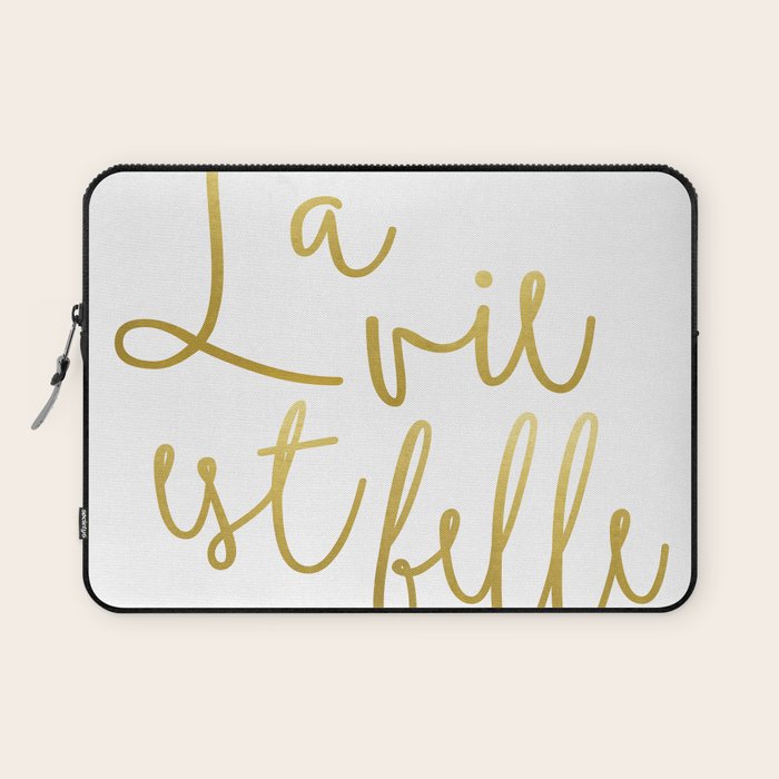 La Vie Est Belle #Homestorie #Typography #Buyart Laptop Sleeve