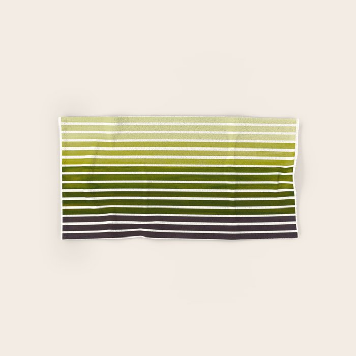 Watercolor Gouache Mid Century Modern Minimalist Colorful Olive Green Stripes Bath Towel