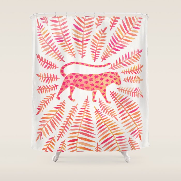 Jaguar - Pink Ombrã© Palette Shower Curtain