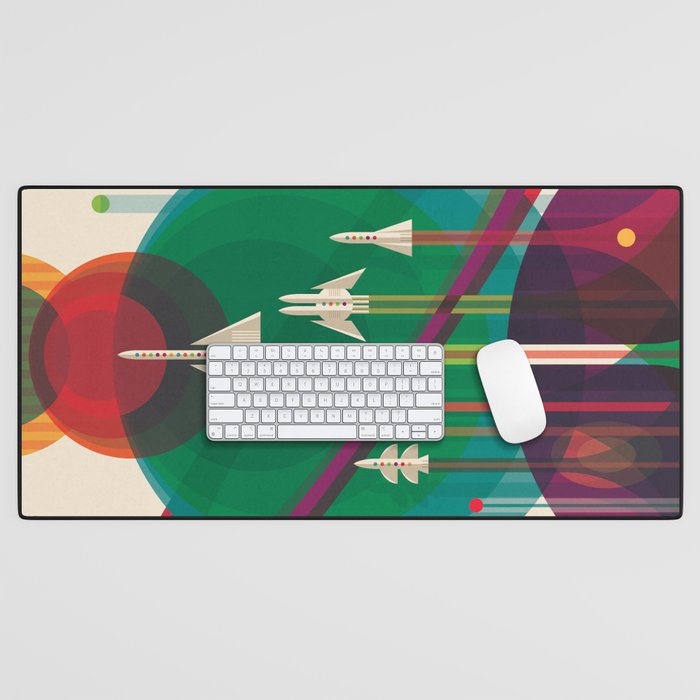 Nasa Retro Space Travel Poster The Grand Tour Desk Mat