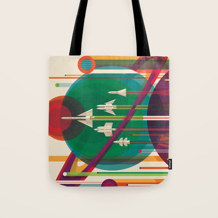 Nasa Retro Space Travel Poster The Grand Tour Tote Bag