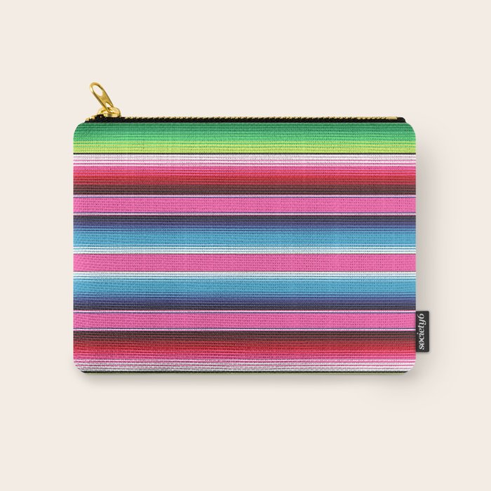 Pink Mexican Serape Blanket Stripes Carry All Pouch
