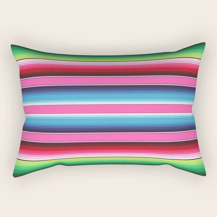 Pink Mexican Serape Blanket Stripes Rectangular Pillow