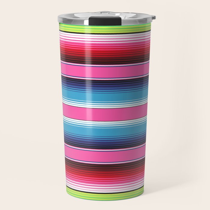Pink Mexican Serape Blanket Stripes Travel Mug