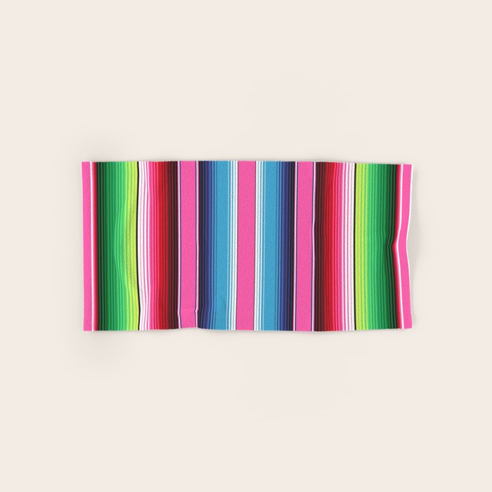 Pink Mexican Serape Blanket Stripes Bath Towel