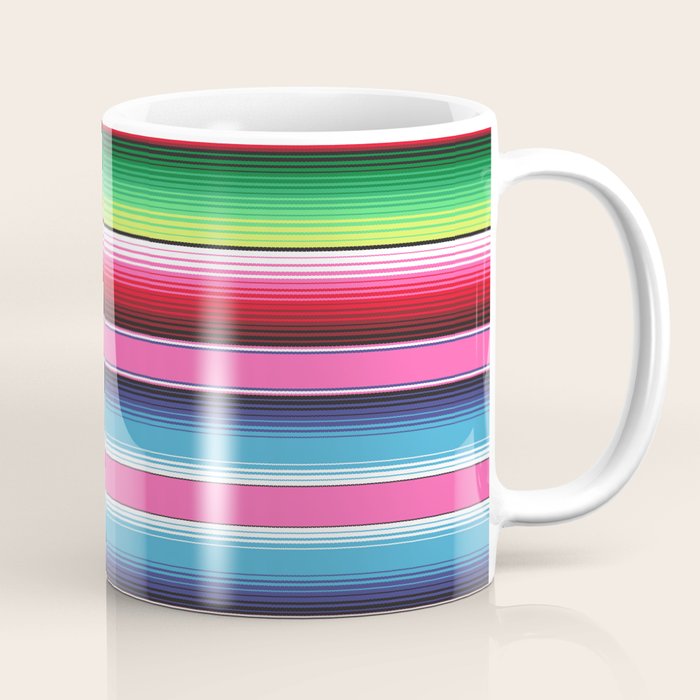 Pink Mexican Serape Blanket Stripes Coffee Mug