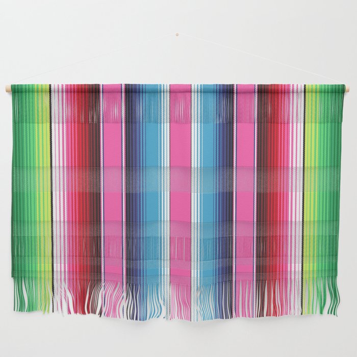 Pink Mexican Serape Blanket Stripes Wall Hanging